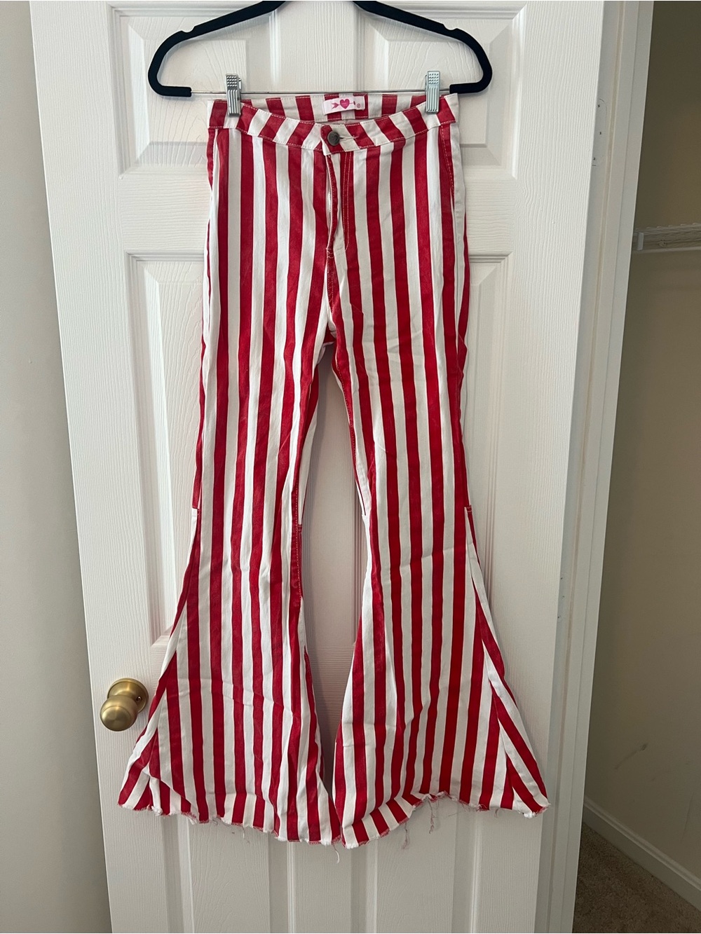 Red and White Striped Flared Bottoms